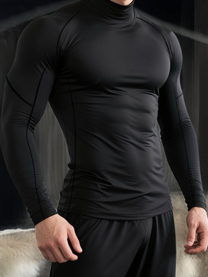 Men's CoreFlex thermal long sleeve baselayer. Fitted polyester for warm winter comfort & stretch.