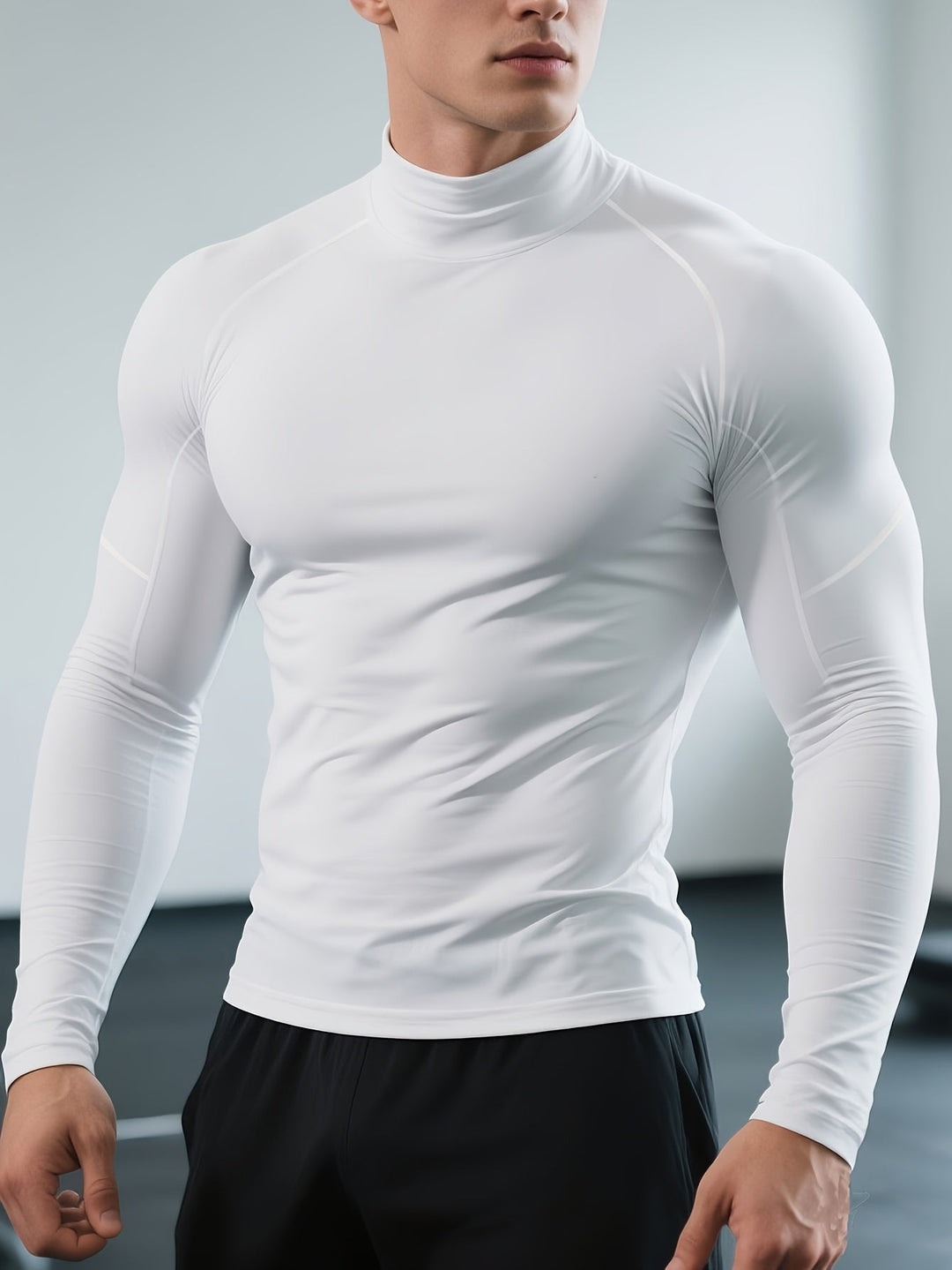 Fitted men's CoreFlex polyester thermal long sleeve offers warm, stretchy baselayer comfort.