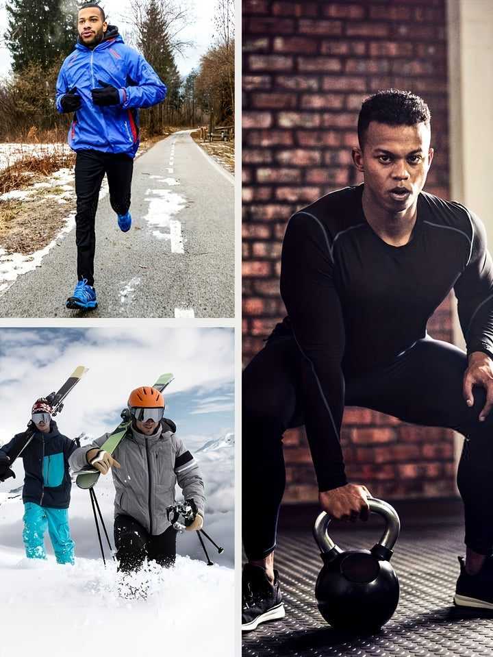 Comfortable men's thermal long sleeve baselayer. Warm, fitted CoreFlex polyester with stretch for winter.