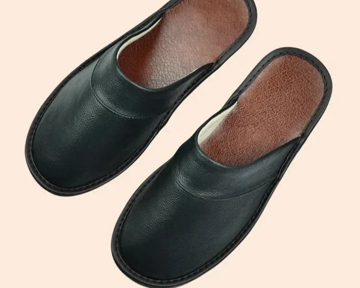 Orthopedic men's house slippers featuring strong arch support for pain relief and all-day comfort.