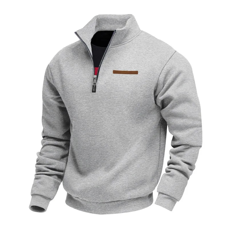 Men's cozy fleece pullover sweatshirt in heather gray, comfortable and warm winter apparel