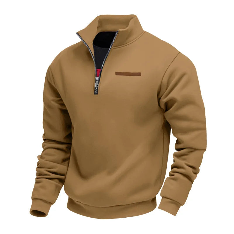 Stylish men's black long sleeve fleece sweatshirt, perfect for winter fashion