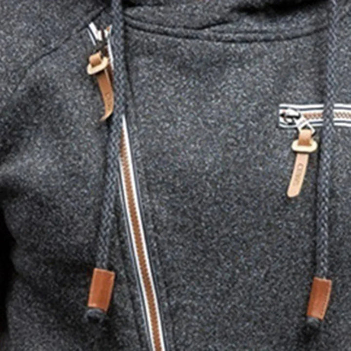 New men's gray pullover hoodie, a must-have for fall fashion & winter comfort. Features pockets and an adjustable hood.
