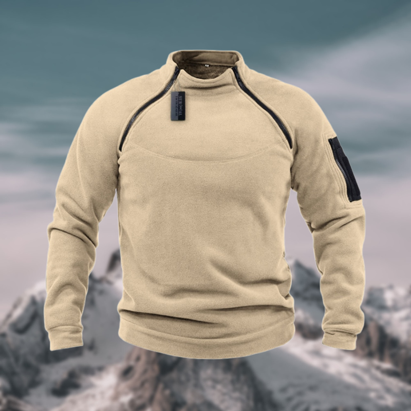 Black men's versatile quarter zip mock neck pullover sweater, perfect for casual layering.