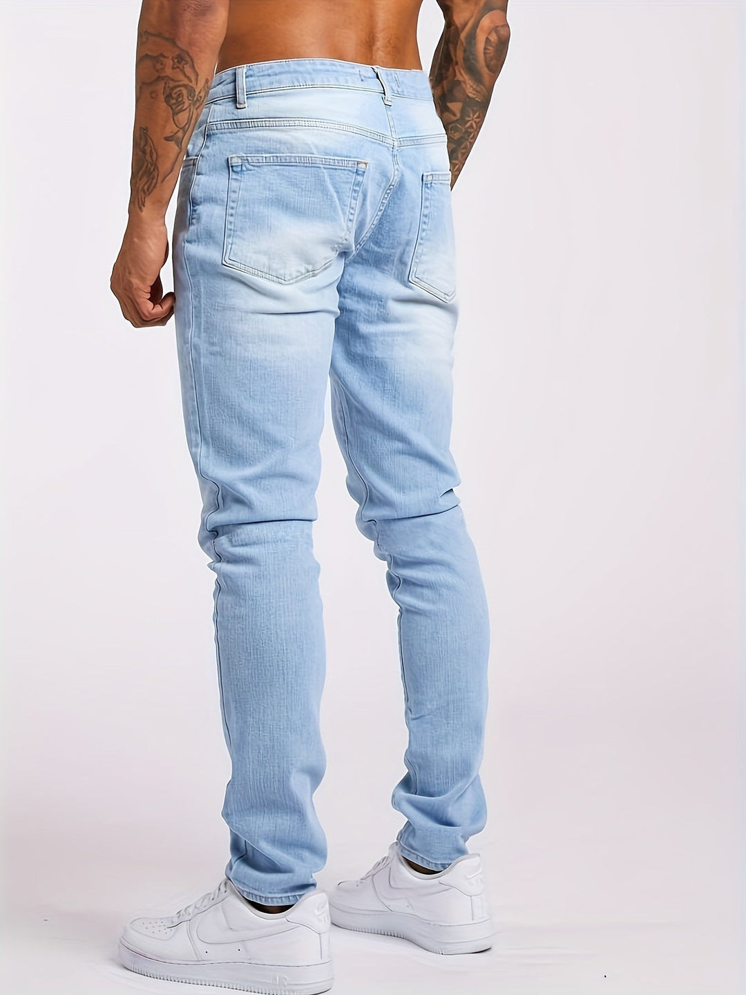 Stylish black slim fit stretch denim jeans for men, offering ultimate comfort & modern appeal.