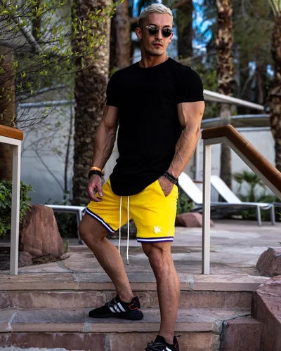 Modern men's deep cut t-shirt, stylish athletic fit crew neck for a sharp look.