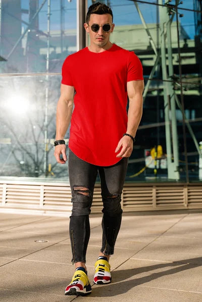 Soft stretch men's deep cut t-shirt, athletic fit for comfort, style & flexibility.