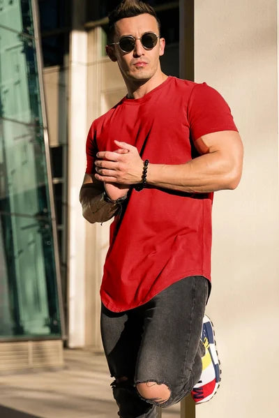 Men's fashion deep cut t-shirt, stylish & comfortable athletic fit for modern men.