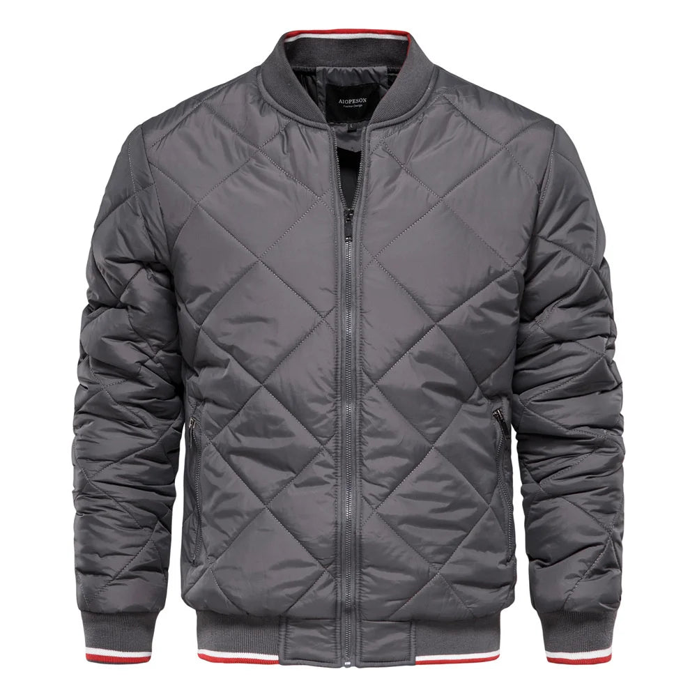 Warm men's diamond quilted jacket. A versatile bomber jacket perfect for cold weather & style.