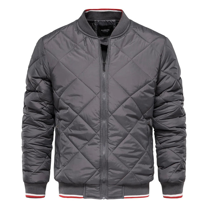 Warm men's diamond quilted jacket. A versatile bomber jacket perfect for cold weather & style.