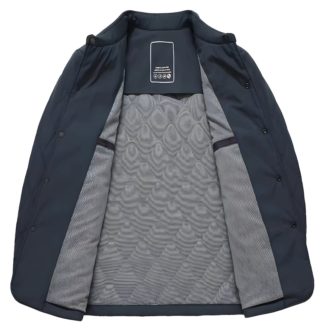 Everyday men's quilted jacket, offering warmth and style with its diamond pattern & smart shirt collar design.