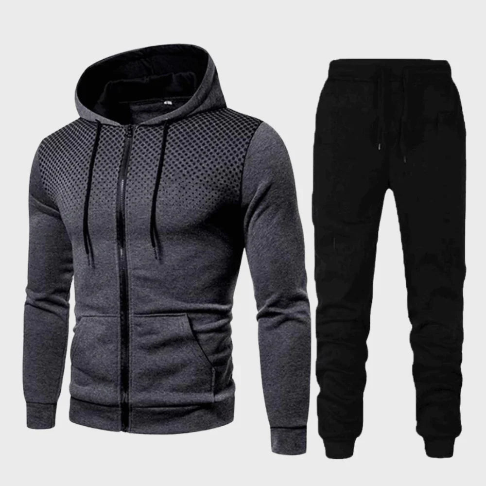 Men's dotted chest tracksuit hoodie, comfortable sportswear for casual style and activity