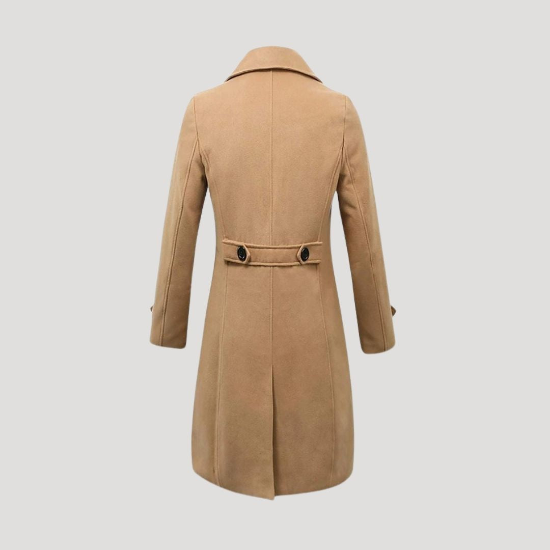 Stylish men's double-breasted long trench coat, a versatile spring jacket for men's fashion.
