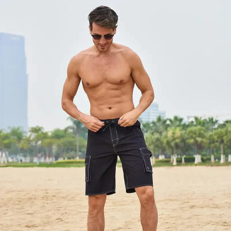 Lightweight men's quick dry sports shorts with dual layer design, perfect activewear for intense training.