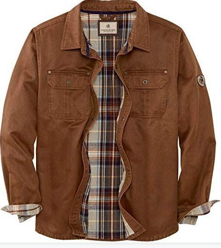 Men's durable all-season waxed trucker jacket in classic brown, perfect for stylish casual outerwear.