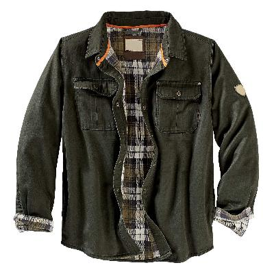 Stylish men's army green waxed trucker jacket, durable all-season outerwear for casual adventures.