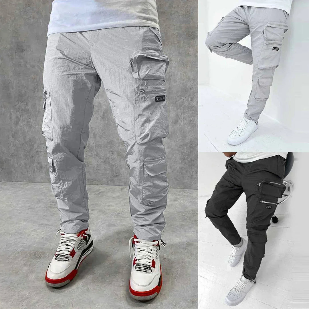 Stylish men's cargo trousers, versatile for casual wear, everyday fashion, and outdoor utility. Comfortable multi-pocket design.