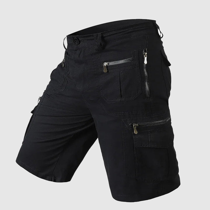 Casual men's summer cargo shorts with multiple pockets, perfect for adventure.