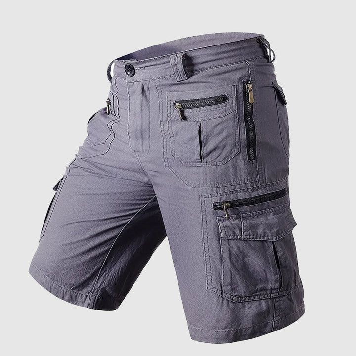 Rugged men's multi-pocket cargo shorts, ideal for adventure & casual wear.