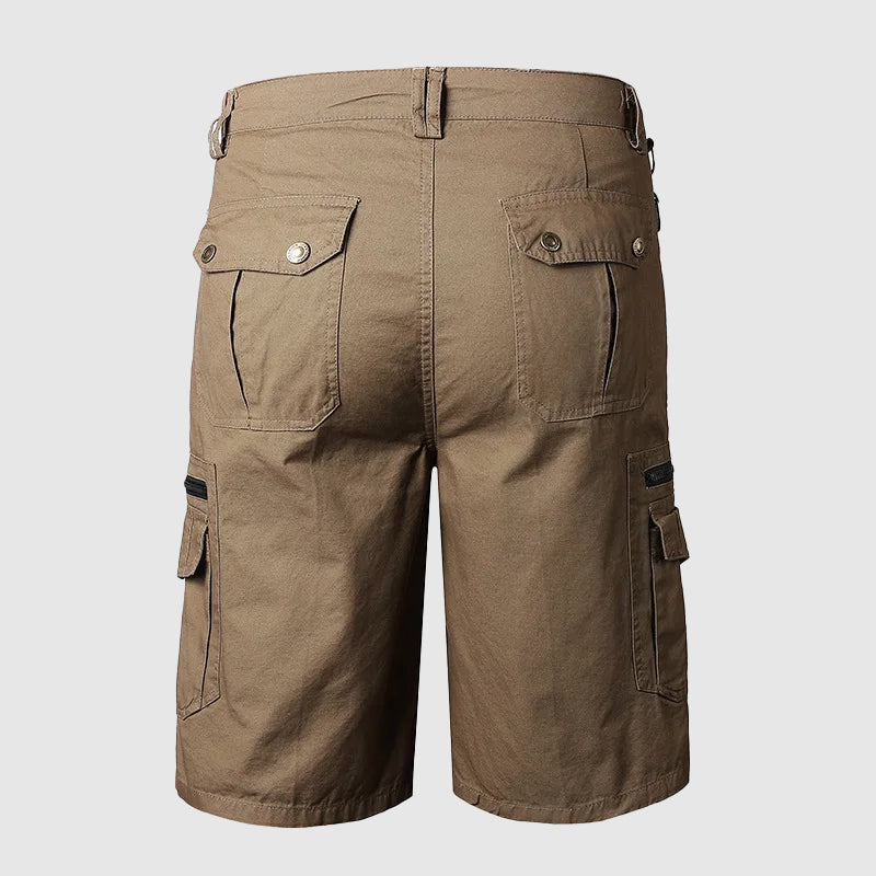 Casual summer men's shorts, multi-pocket cargo style, great for outdoor comfort.