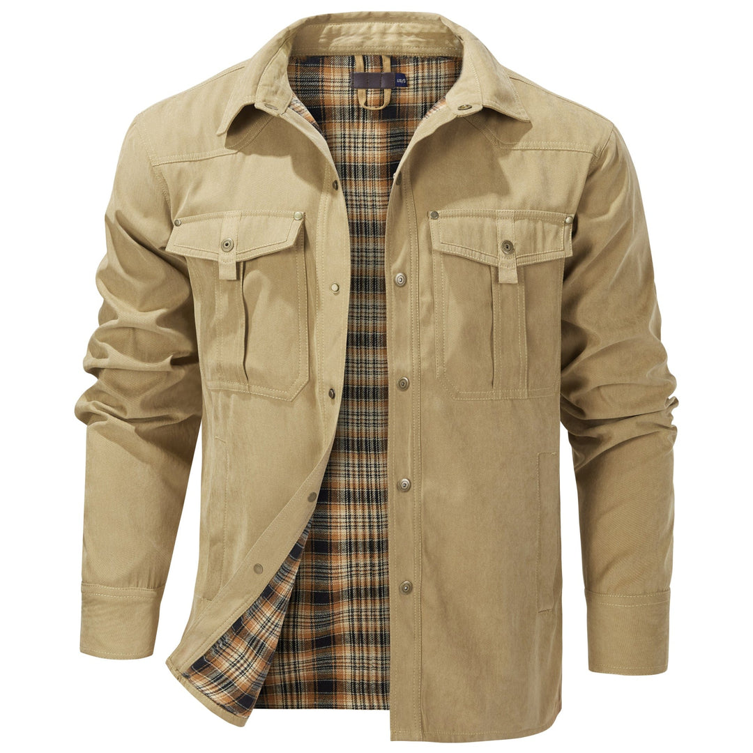 Insulated men's coat, rugged design for outdoor adventures & cold weather warmth.