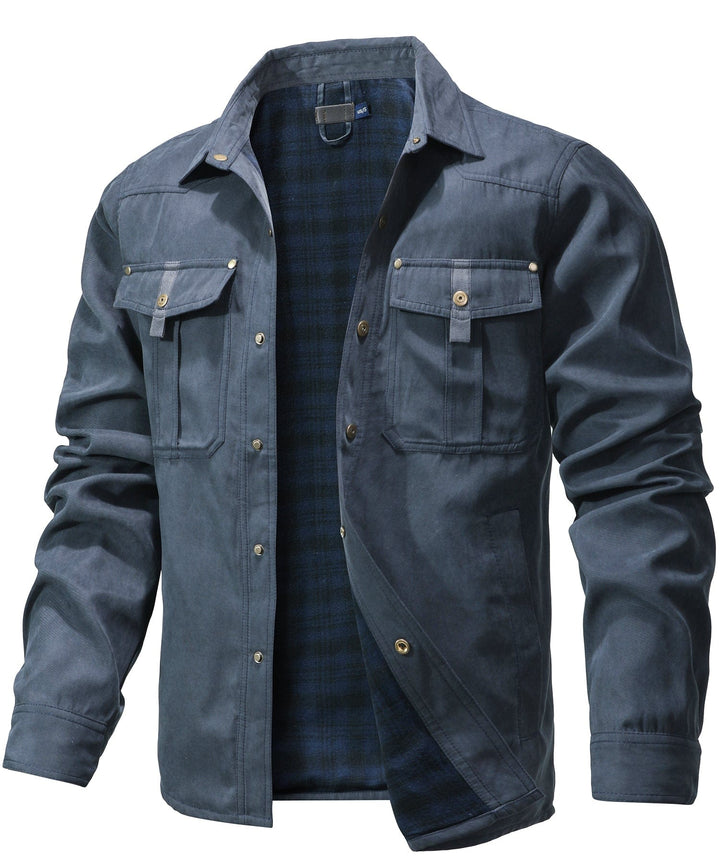 Front view of a men's durable outerwear coat, ready for cold weather activities.