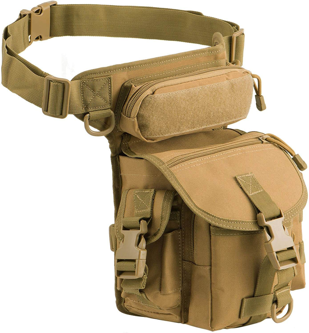 Outdoor gear: Men's tactical drop leg hip bag, durable & water-resistant, great for adventure essentials.