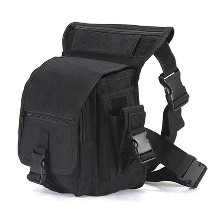 Versatile men's tactical hip bag, a durable water-resistant drop leg pouch for outdoor & motorcycle gear.