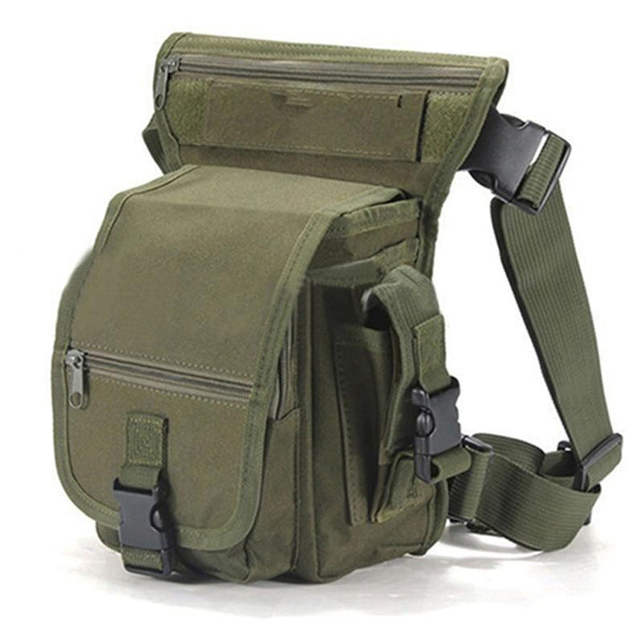 Adventure-ready men's tactical drop leg bag, water-resistant & multi-pocket for organized outdoor gear.