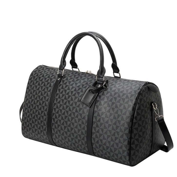 Premium men's travel duffel bag. Durable & stylish faux leather, designed for organized journeys.