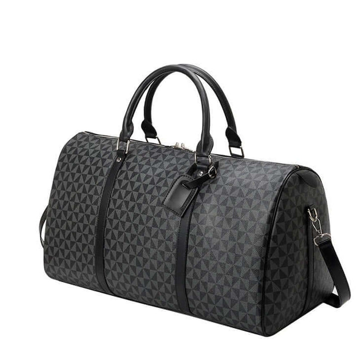 Premium men's travel duffel bag. Durable & stylish faux leather, designed for organized journeys.