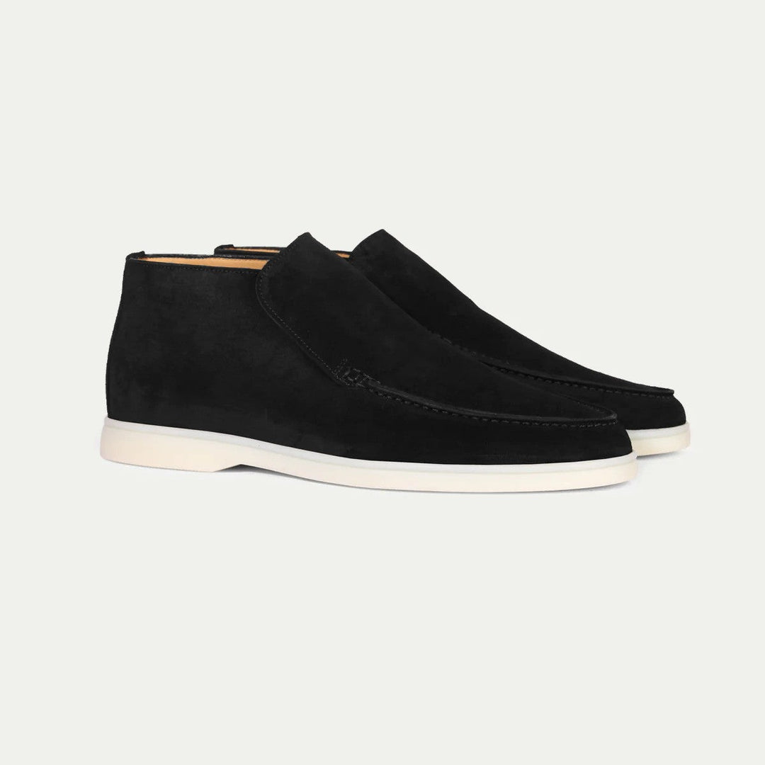 Versatile men's slip-on loafers; minimalist design for comfortable, everyday casual footwear.