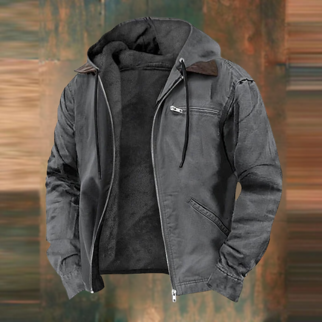 Men's elegant gray autumn jacket, an elegant fall coat and smart casual winter jacket for men's apparel.