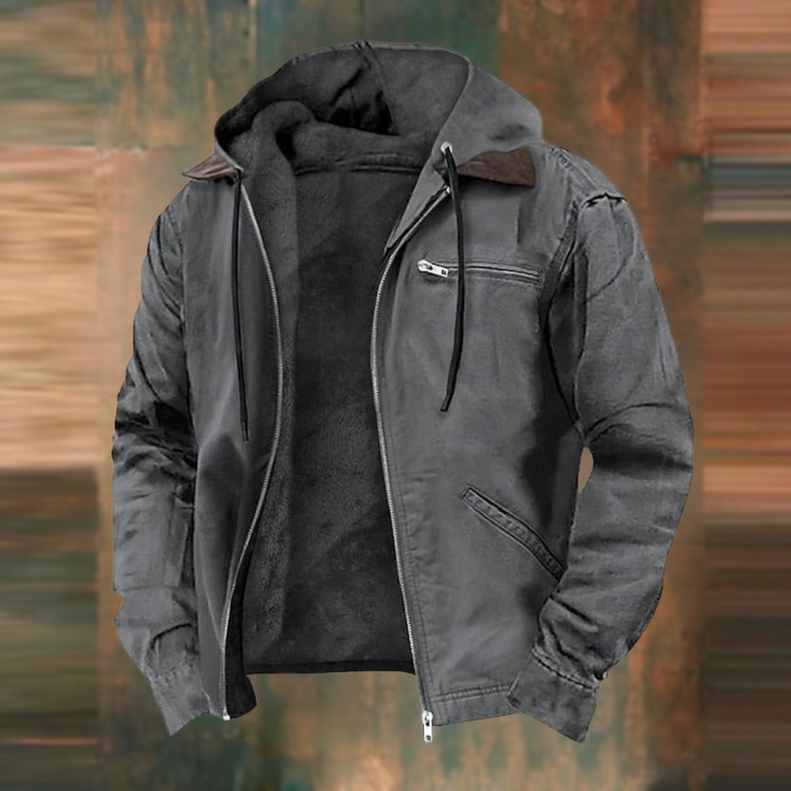 Men's elegant gray autumn jacket, an elegant fall coat and smart casual winter jacket for men's apparel.