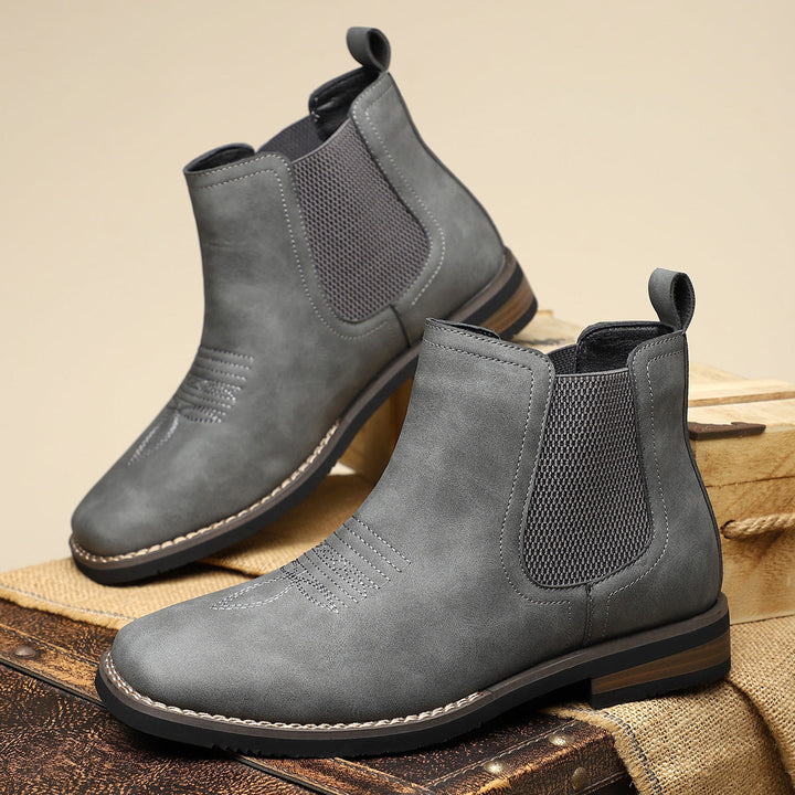 Men's refined brown dress Chelsea boots, ideal for elevating formal outfits with their sophisticated square toe.