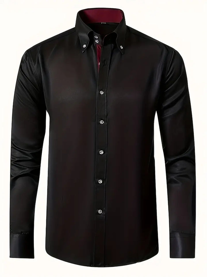 Classic men's long sleeve formal dress shirt in crisp white, perfect for professional workwear.