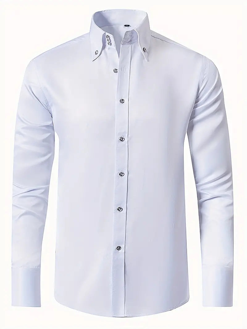 High-quality men's elegant dress shirt, long sleeve, classic style for professional business wear.