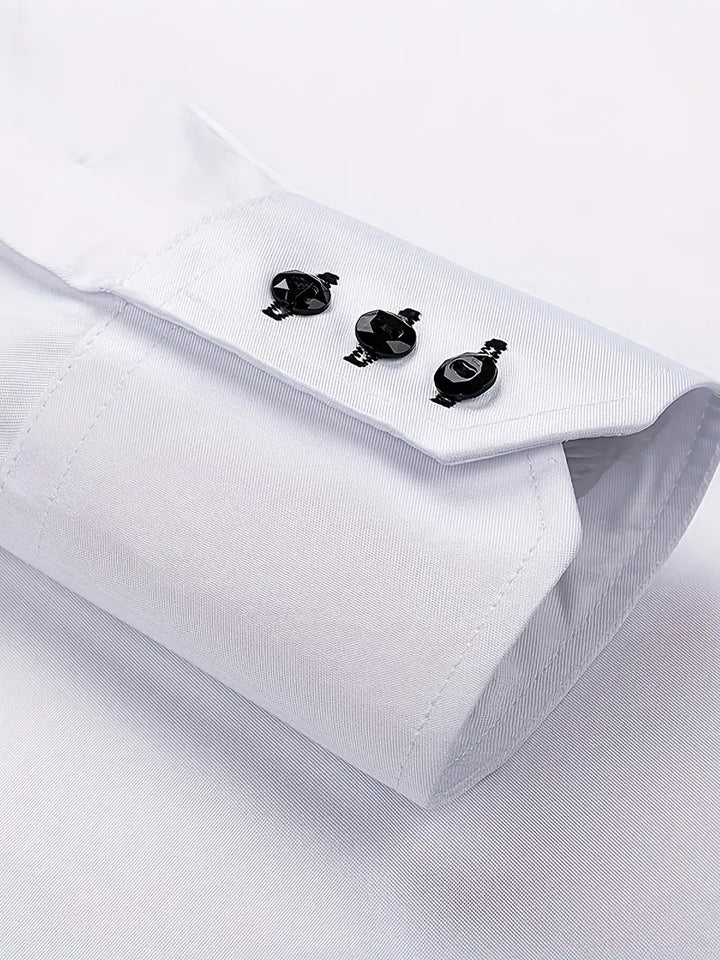 Elegant long sleeve men's formal shirt, classic button-up for professional business attire.