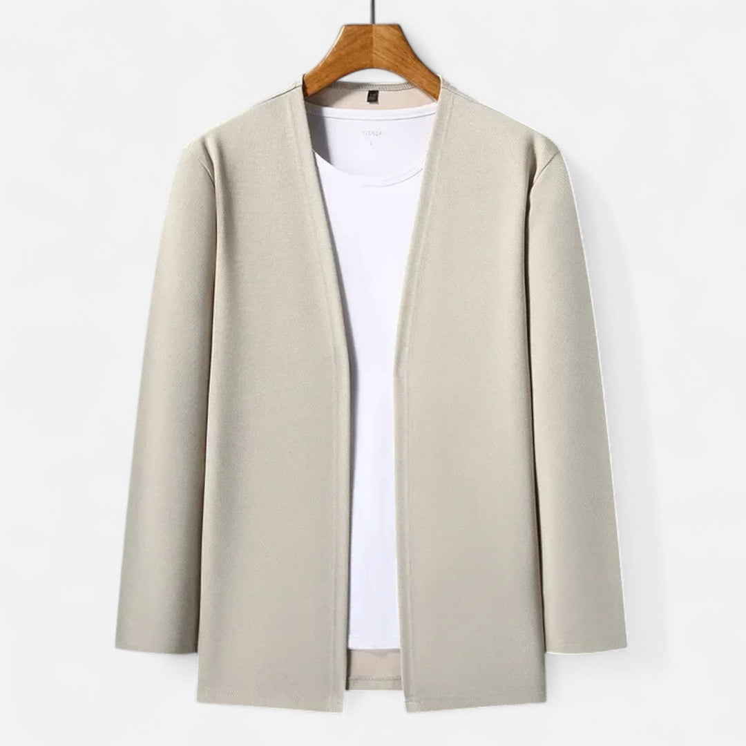 Men's flowing long-sleeve cardigan cloak, elegant outerwear for versatile autumn-winter style.