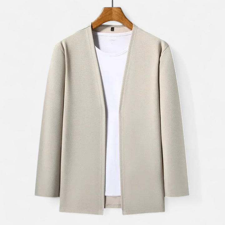 Men's flowing long-sleeve cardigan cloak, elegant outerwear for versatile autumn-winter style.