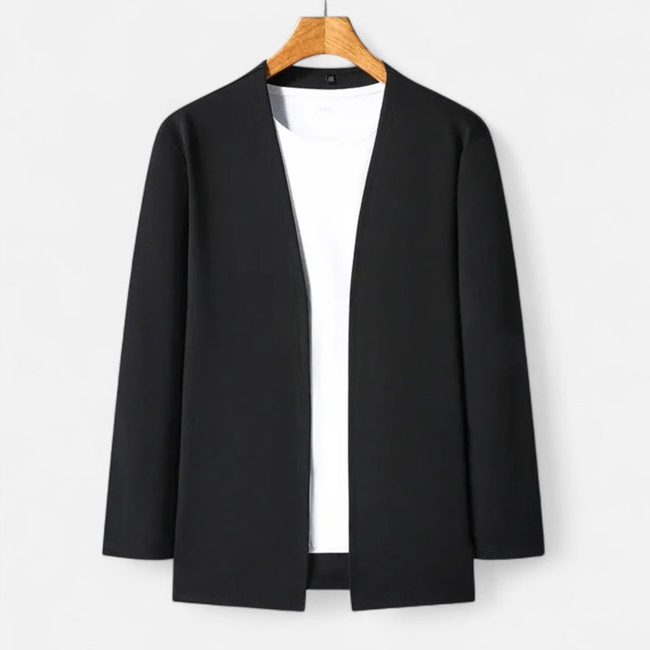 Men's versatile long-sleeve cardigan cloak, elegant outerwear perfect for sophisticated autumn fashion.