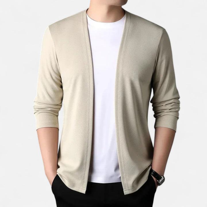 Versatile men's elegant long-sleeve cardigan cloak, perfect for sophisticated autumn-winter layering.