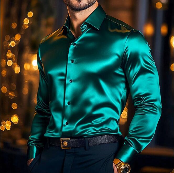 Men's elegant long-sleeve shirt, tailored fit for a polished business or evening look.