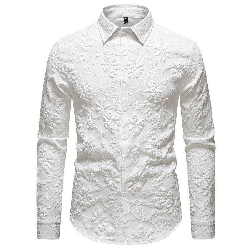 Premium men's long sleeve shirt with exquisite floral embroidery, embodying unique men's fashion.