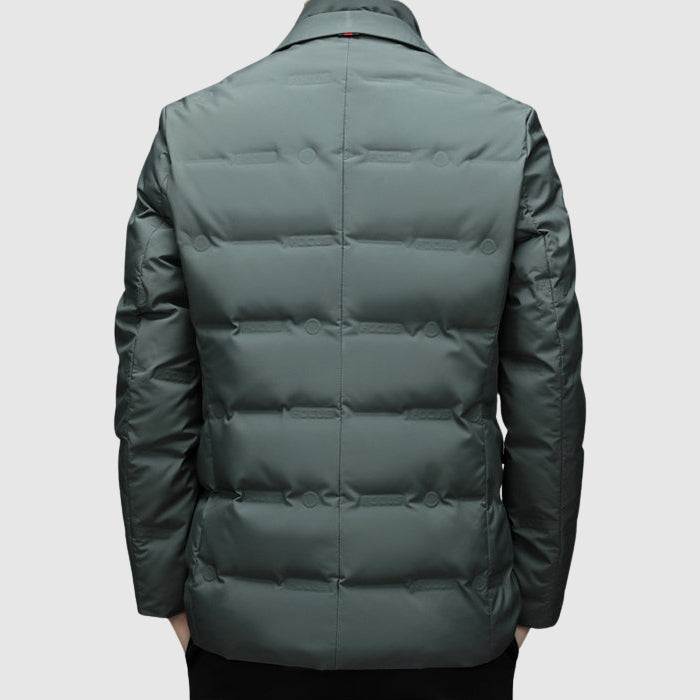 Elegant men's winter jacket, padded & warm. Versatile outerwear for stylish casual or outdoor cold weather looks.