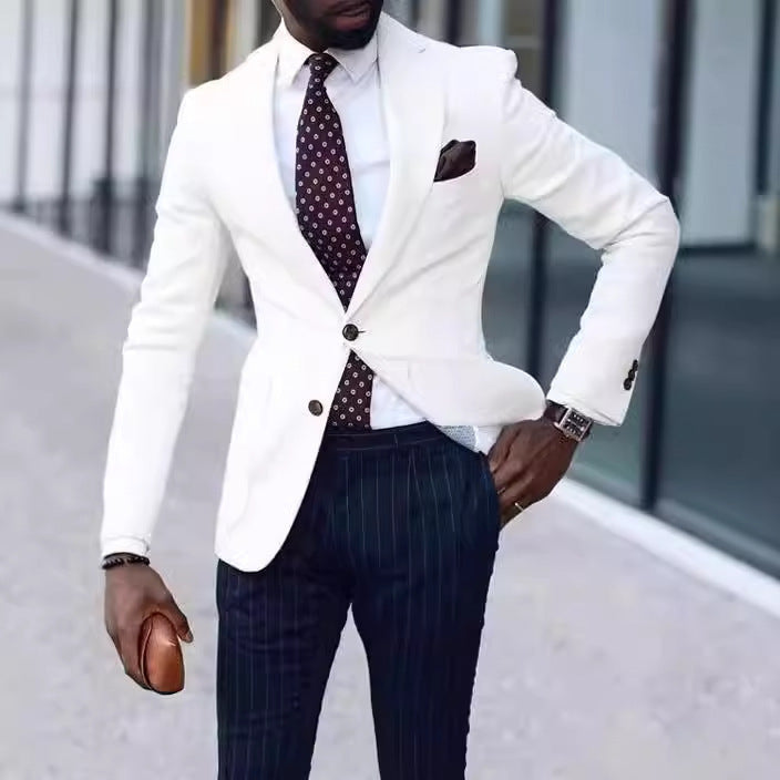 Men's elegant slim fit blazer, perfect for smart casual or business casual wear. Sophisticated men's fashion jacket.