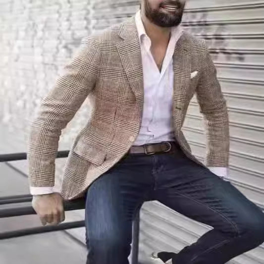 Stylish men's elegant slim fit blazer, great for business casual or smart events. Modern men's wear jacket.