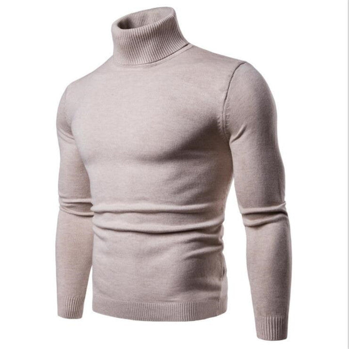 Elegant men's knitwear: a cozy turtleneck sweater for timeless winter style.