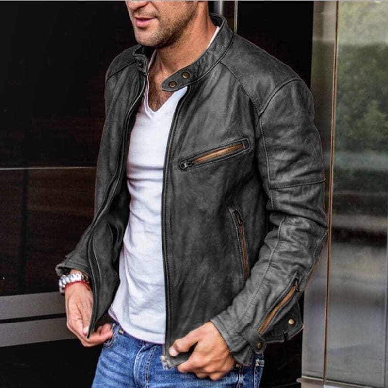 Men's elegant waterproof jacket in navy, ideal for all-weather semi-formal or casual wear. Stylish and durable outerwear.