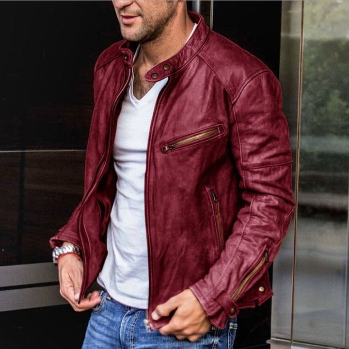 New men's elegant waterproof zipper jacket, durable outerwear for all-weather protection and stylish casual fashion.